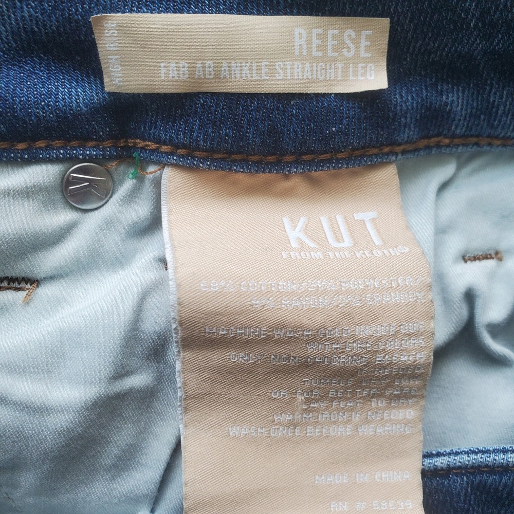 KUT from the Kloth Reese High Rise Fab Ab Ankle Straight Leg Jeans Blue Size 10 - Picture 4 of 13